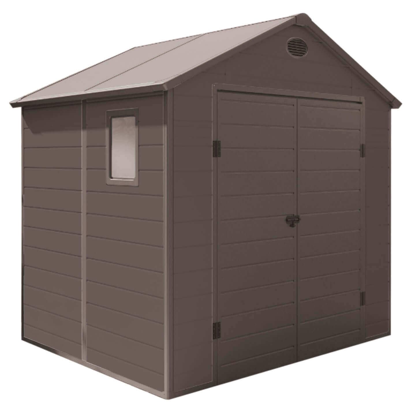 Casetta Cottage da Giardino Porta Attrezzi in Resina Effetto Legno Montebianco Marrone