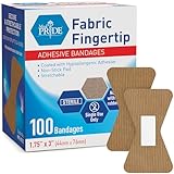 MED PRIDE Sterile Fingertip Fabric Bandages 1.75in X 3in Hypoallergenic Adhesive Latex-Free 100 Count