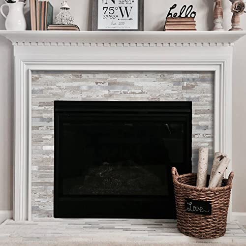 Dicofun 10-Sheet Peel And Stick Backsplash Tile, Brown Birch Pvc Mixed Metal Stick On Backsplash Tiles For Kitchen, 9.4 Sq.ft #TOP6