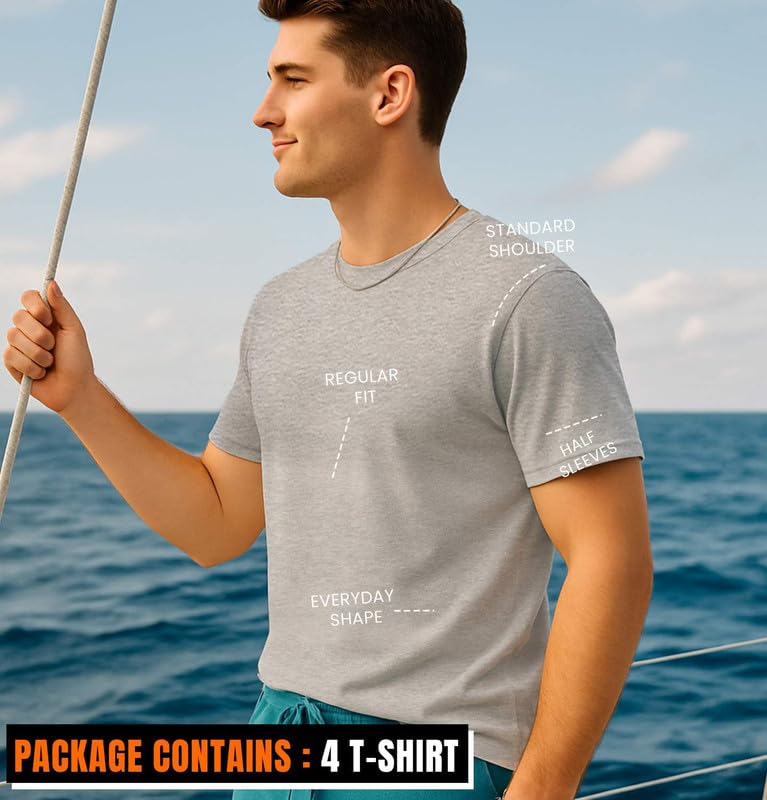 Image of Sleepynuts Men's Regular Fit Round Neck Half Sleeves Solid Casual Wear T-Shirt