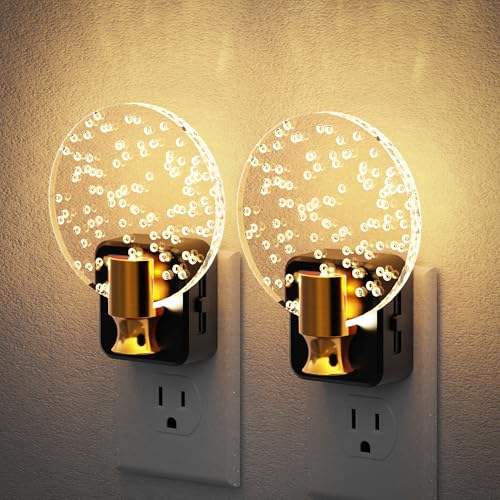 Image of JandCase Night Light, Dimmable Night Lights Plug into Wall 2 Pack | Bubble Nightlight with Auto On /Off Light Sensor, 0-100LM LED Round Nightlights, 180Rotatable Acrylic Nite Light for Hallway