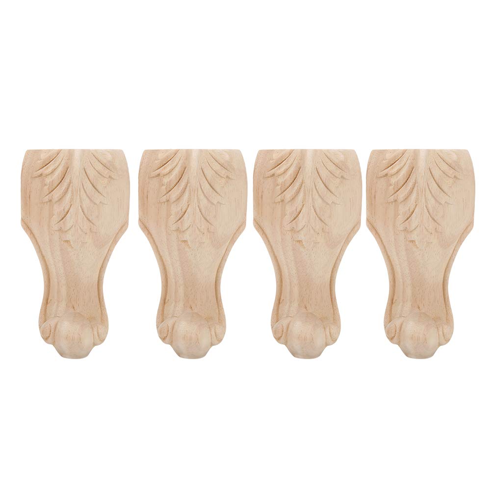 Patas de madera tallada Pssopp de 12x6cm con soporte firme y diseño decorativo, 4 uds