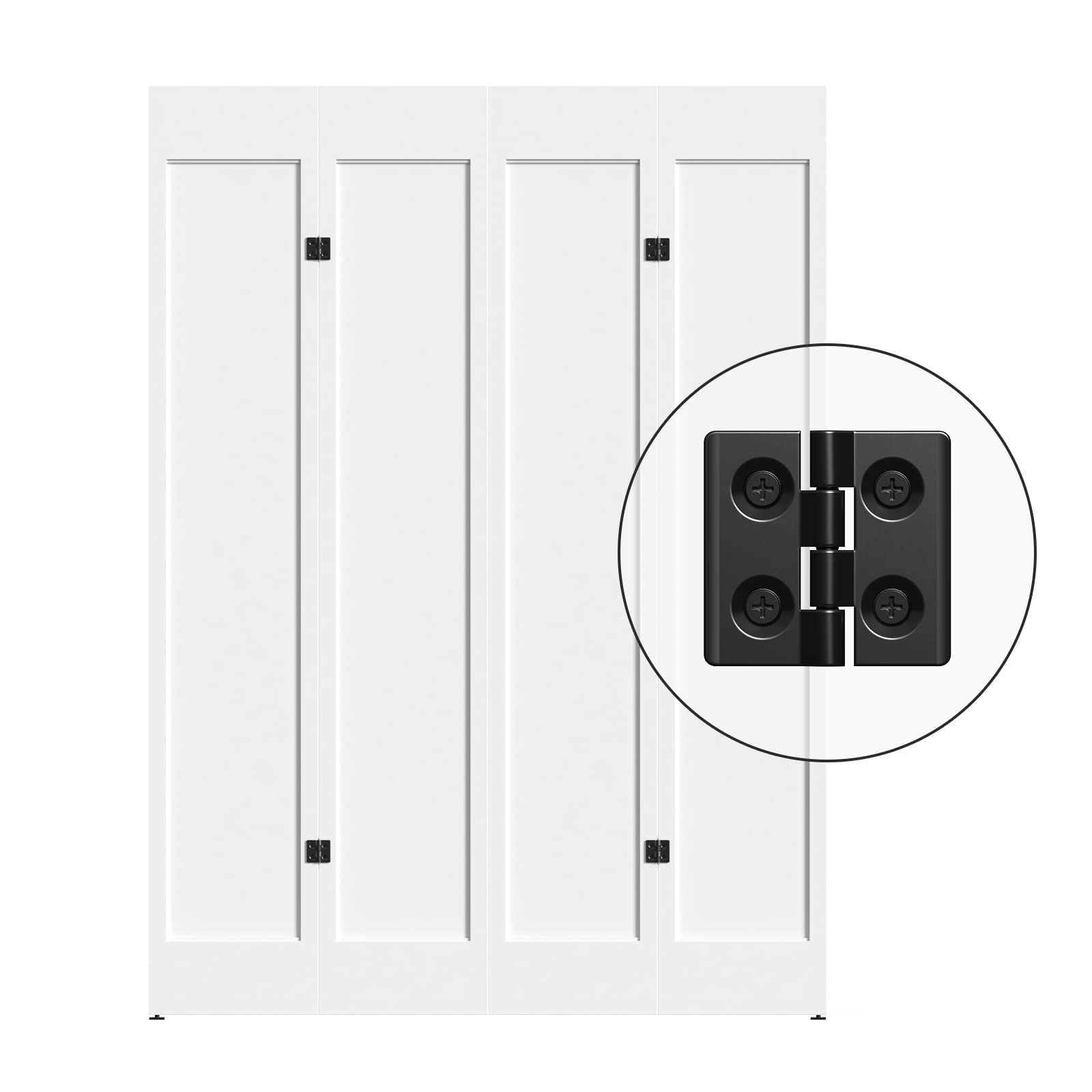 ROOMTEC Kit de quincaillerie pour porte de grange coulissante à deux battants de 1,5 m, kit de rouleau noir pour 4 portes, en forme de J (sans porte)