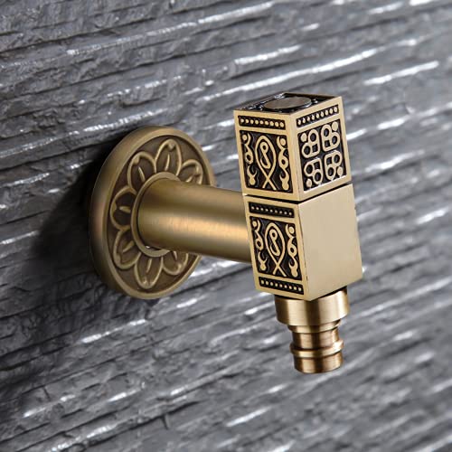 Grifo antiguo de latón para baño y exterior, monomando de pared para agua fría