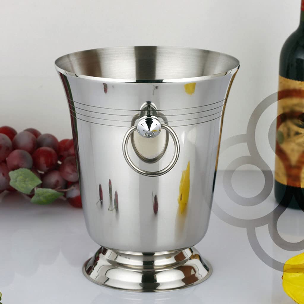 Secchiello per il ghiaccio Secchiello per il ghiaccio rotondo in acciaio inossidabile Secchiello per vino da ristorante di grande capacità Secchiello per champagne con manico Secchiello per bevande,