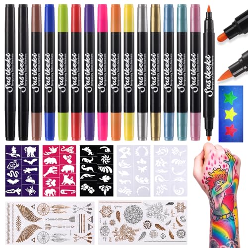 SUSIKEKI 15 Dual Tip Temporary Tattoo Markers