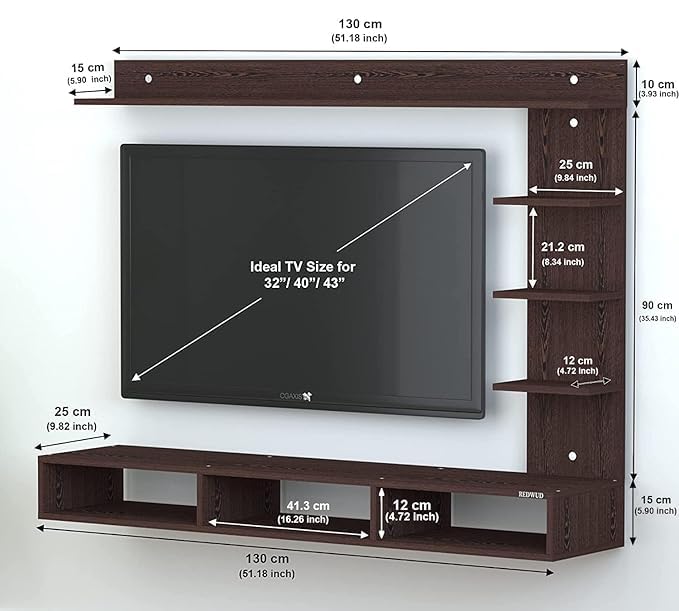 Image of Anikaa Tyron Engineered Wood Wall Mount TV Unit /TV Stand /Wall Set Top Box Stand /TV Cabinet /TV Entertainment Unit with LED Light (Wenge)(Ideal for Upto 42 inch)(D.I.Y)