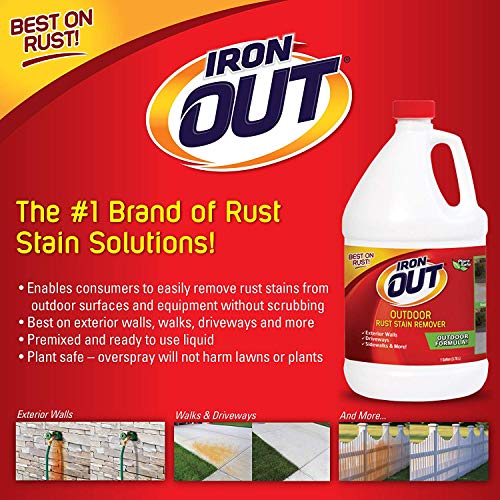 Iron Out Liquid Rust Stain Remover, Pre-Mixed, Quickly Removes Rust Stains From Concrete, Vinyl And Other Outdoor Surfaces, No Scrubbing, Safe To Use, 1 Gallon #TOP7