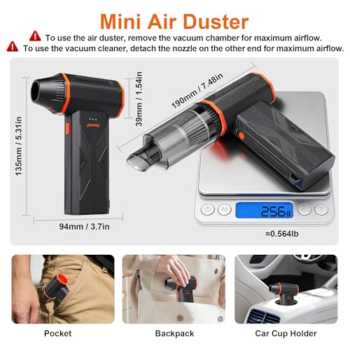 Compressed air Duster & Small Vacuum,150000RPM 3in1 Computer Vacuum Cleaner - image 9