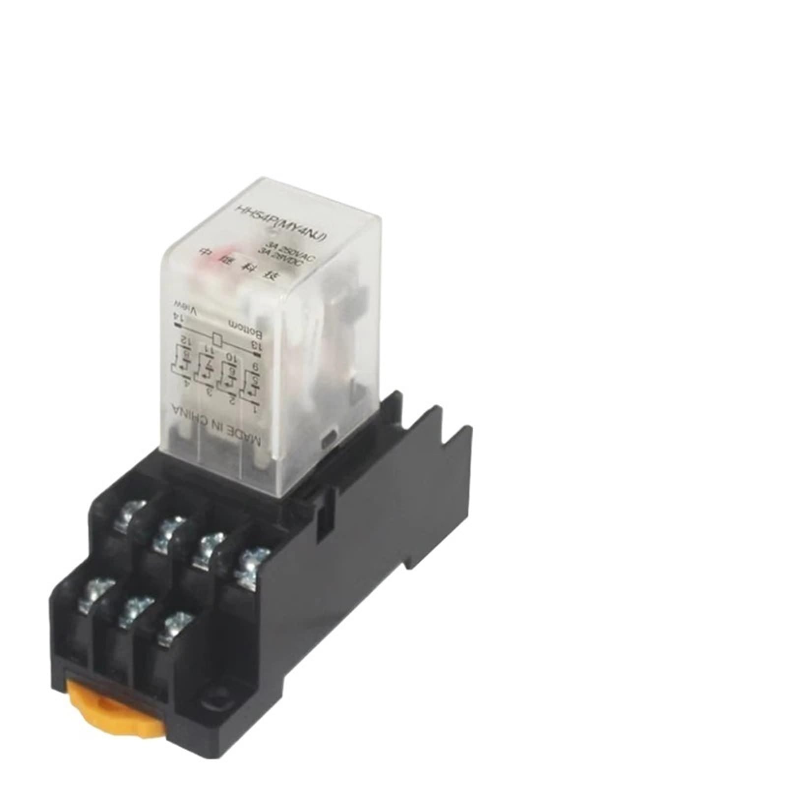 5 piezas de relé MY4P HH54P, bobina general DPDT, CA 110 V, 220 V, CC 12 V, 24 V, microinterruptor de relé electromagnético con base de zócalo LED MY4NJ(AC (5Pcs),36V With Base)