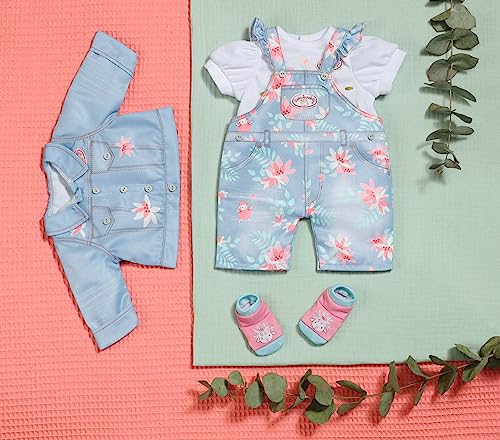 Baby Annabell Active Deluxe Jeans Set 43cm - Floral Pattern - Easy for Small Hands, Creative Play Promotes Empathy & Social Skills, For Toddlers 3 Years & Up - Includes Dungarees, Jacket & More - Image 5