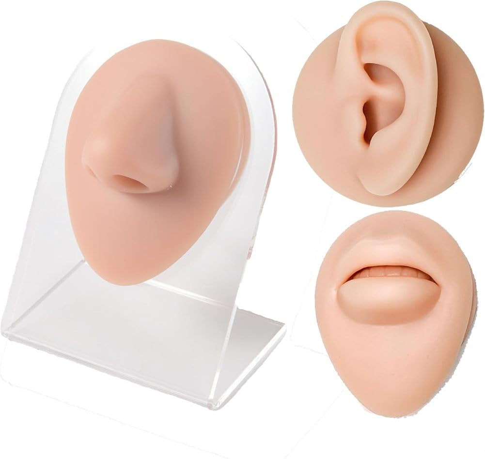 Silikonowy model korpusu do uszu, nosa, ust, 3 szt. elastyczny wyświetlacz do ćwiczeń i treningu pięciu zmysłów - realistyczne anatomiczne modele silikonowe