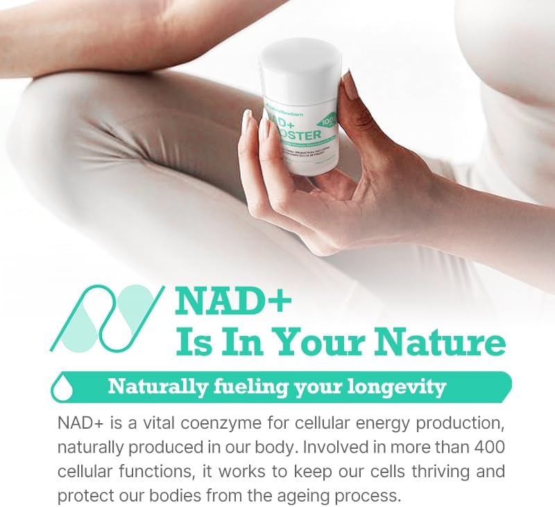 Miniatura 2 de Suplemento NR1000 NAD+ - Alternativa de suplemento NMN, apoyo de energía y enfoque, ribósido de nicotinamida + fórmula de resveratrol, vegano, sin