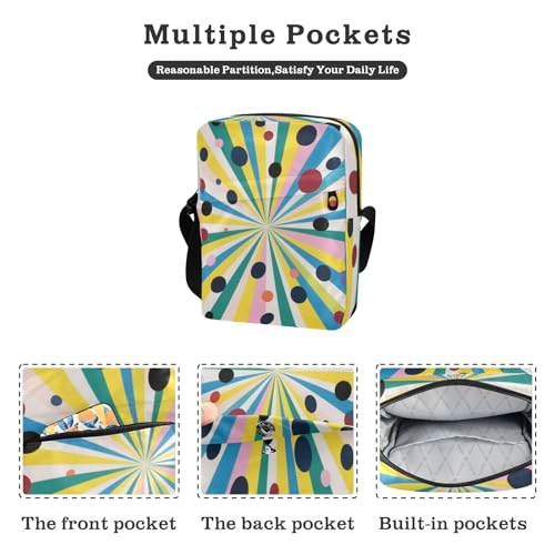 KLL Abstract Art Geometic Rounds Colorful messenger bag crossbody Vegan Leather mens shoulder bag Casual Shoulder Handbags For Women2