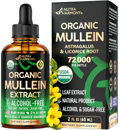 Mullein Drops for Lungs - USDA Organic Mullein Leaf Extract Liquid - 2 oz