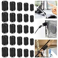 Ferritkerne für Kabel Ferritkerne Ferritfilter: YIDM 25 Pcs Ferrit Ringkern Kabel-Clip Set, Ferritkerne für Kabel, RFI EMI Rauschunterdrücker Kabel Clip für 5 Größe (3.5 mm 5 mm 7 mm 9mm 13mm/Schwarz)