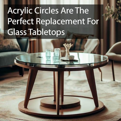 Image of Spectra Glass Acrylic Circle. Clear Transparent. Table Topper, Cake Topper, Arts & Crafts, DIY. Made in USA. 5 inch Diameter 1 /4 inch Thick (2 Pack)