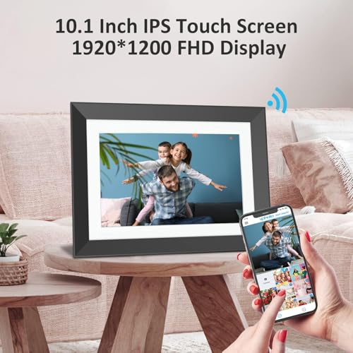 Image of Digital Picture Frame 10.1-inch Digital-Photo-Frame - 32GB Dual-WiFi Digital Frame, 1920x1200 FHD Touch Screen, Motion Sensor, Easily Upload Photos and Videos via App or Email, Gift for Mom Dad