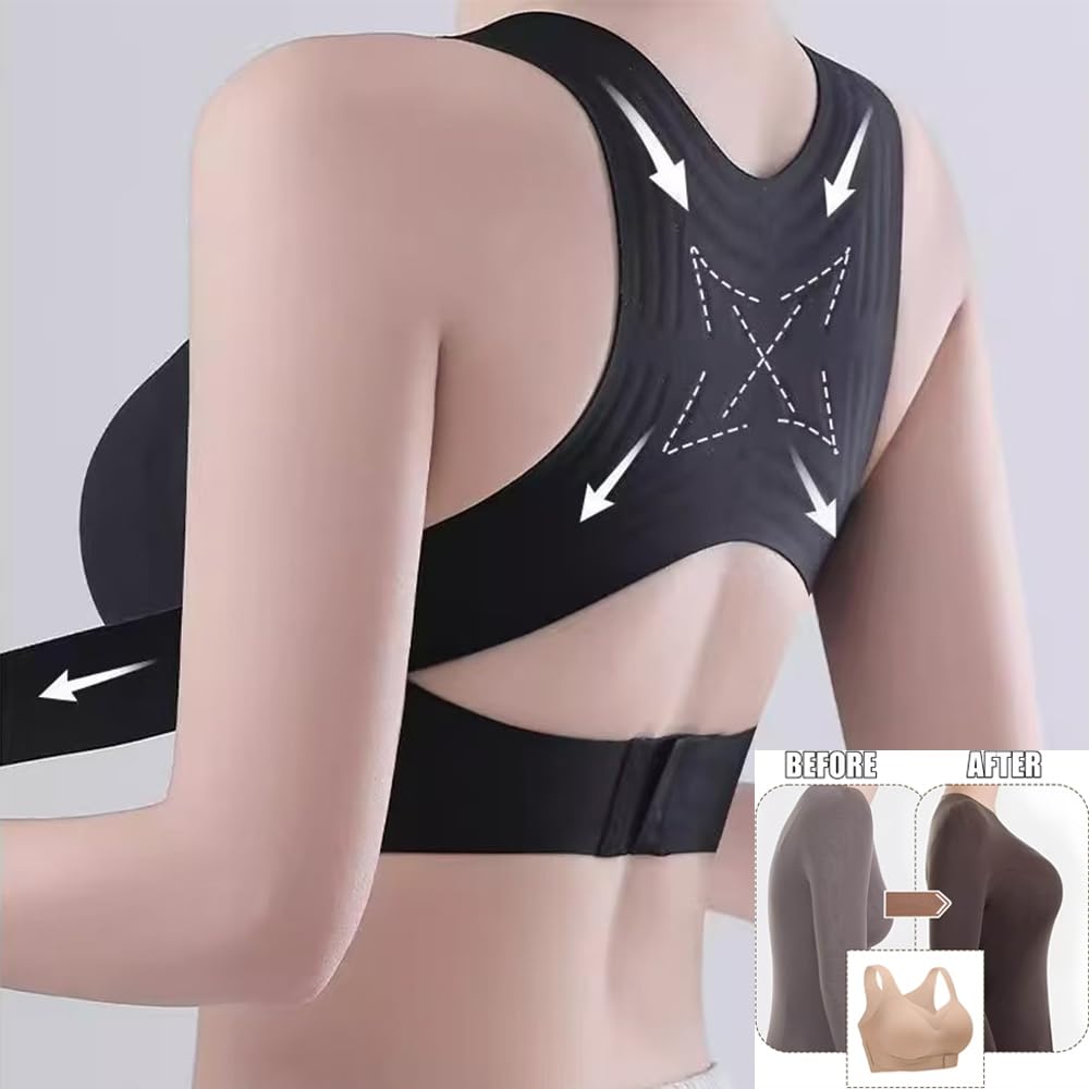 Generisch Posture Corrector Bra for Women Adjustable Back Support Front Closure Bras, Seamless Breathable Shaping Underwear