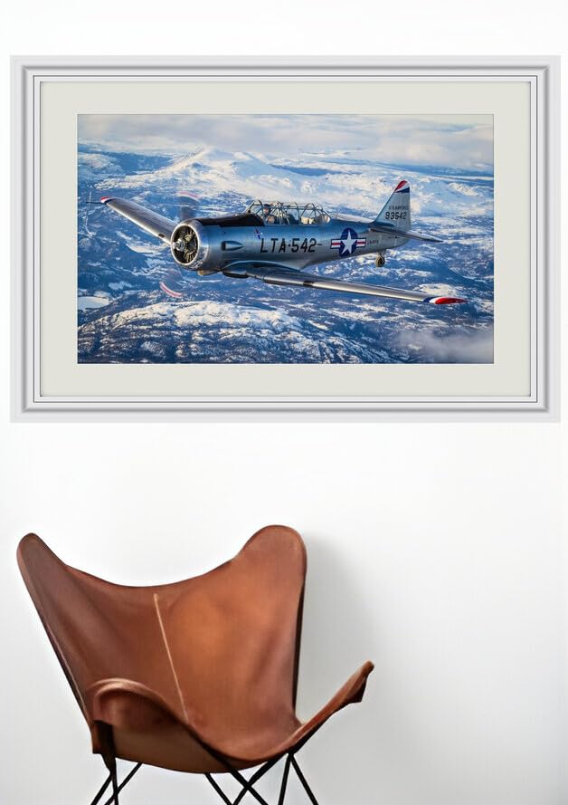 JVERF - JZZJ00142 Airplane Mountains North American T Texan Flight| Self-Adhesive Painting | Frameless