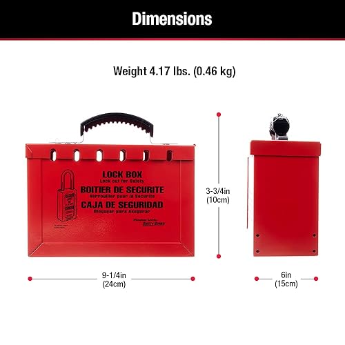 Miniatura 7 de Master Lock 503RED Lockout Tagout Group Lock Box, rojo, capacidad de candado de 14