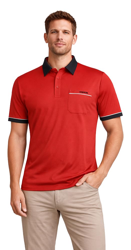 Gabicci - Plain Polo Shirt with Contrasting Collar and Piping (XX-Large, Red)