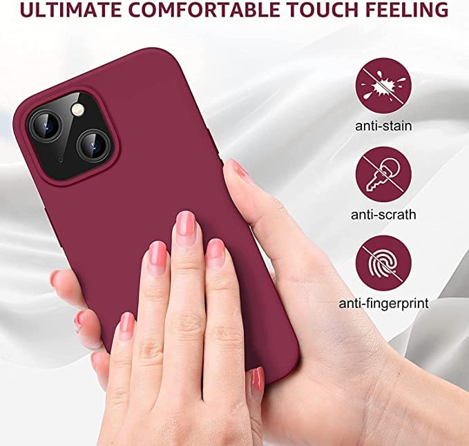 Image of MIDOS Back Cover Compatible with iPhone 14 Plus Case Liquid Silicone Full Protection Shock Proof Back Cover for iPhone 14 Plus (2022) 6.7 inch (Wine RED)