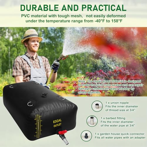 image for LXVOOEE 240L/63 Gal Water Bladder with Water Level Indicator, PVC Fold