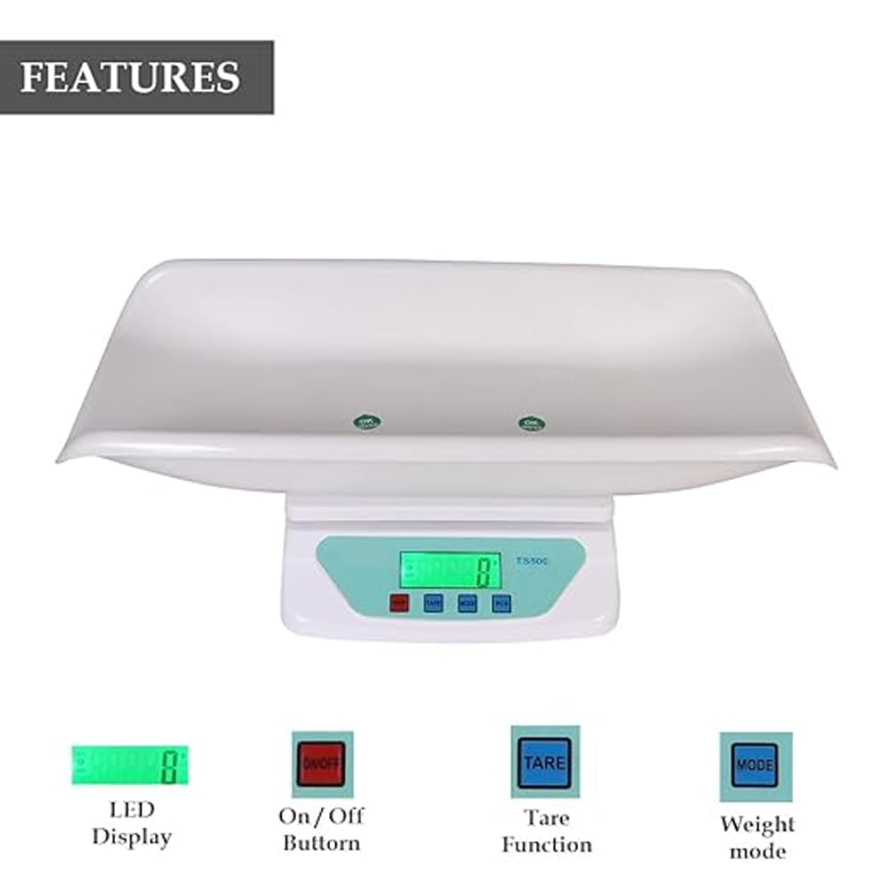 Dr. Care Newborn Digital Baby Weighing Scale with Tray - Accurate and Reliable, Upto 30Kg Capacity - TS-500 (White) - Image 3 thumbnail