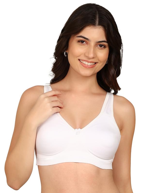 komli Bonded Breathable Cotton Plus Size Full Coverage Non-Padded Bra | V-Neckline Design | Full Coverage | Wire-Free | B,C,D Cup Sizes | No Elastic at Bottom Band and Side Wings | Pack of 1 |-picture-16