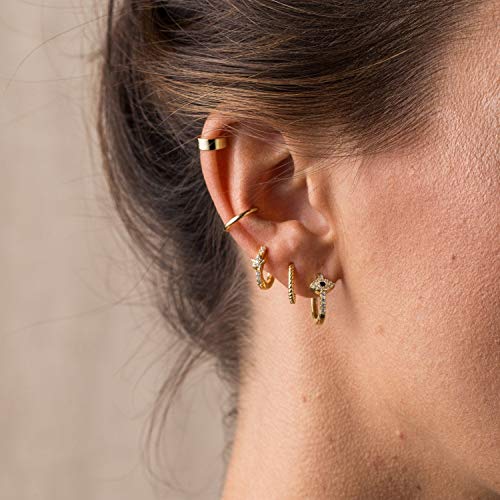 MEVECCO Gold Evil Eye Huggie Hoop Earrings 18K Gold Plated CZ Evil Eye Hoop Earrings Minimalist Handmade Earrings for Women3