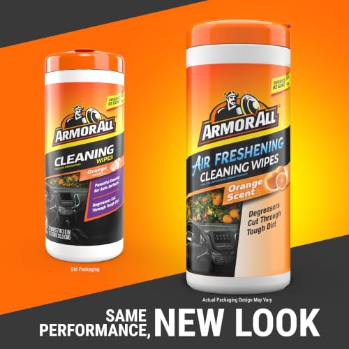 Image of Armor All Car Interior Cleaner Wipes , Car Cleaning Wipes with Orange Cleans Dirt and Dust in Cars, Trucks and Motorcycles, 25 Count