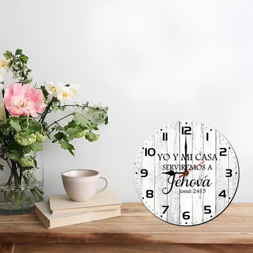 Reloj de pared analógico redondo de madera 12 pulgadas miniatura 4