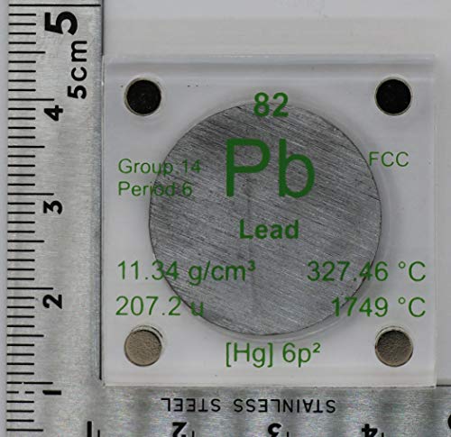 Image of Lead (Pb) 24.26mm Metal Disc with Acrylic Case for Collection or Experiments