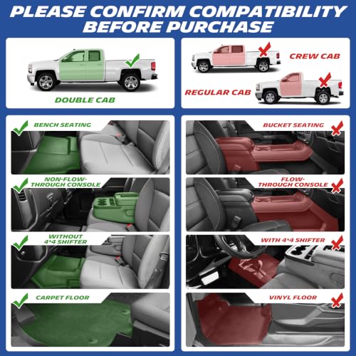 Image of Michelin Vehicle Mats for 2014-2018 Chevy Silverado /GMC Sierra 1500 | 2015-2019 2500 /3500, Double Cab Bench Seat Carpet Floor, All-Weather TPE Custom Fit Liner, Premier