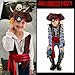 Capoda 6 Pcs Pirate Costume Accessories Set for Women Men Adult Pirate Outfit Cosplay (Black and Red)