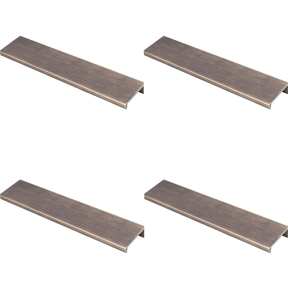B&Q -  4 PackSquare Edge Finger Pull HandleAntique Brass 200mmSlim Cupboard Drawer