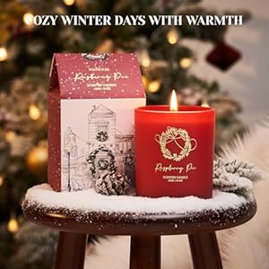 M&SENSE Christmas Holiday Candle - Raspberry Pie Scent, 8.1oz Soy Wax, Ideal Winter Home Decor Gift for Women and Men MSENSE Christmas Holiday Candle Raspberry Pie Scent 81oz Soy Wax Ideal Winter Home Decor Gift for Women and Men