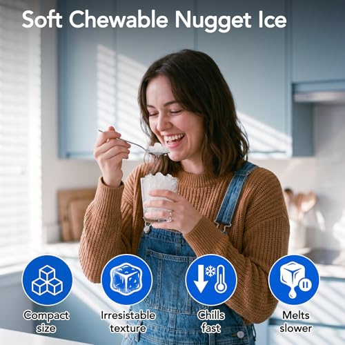 Image of Electactic Nugget Ice Makers Countertop, Soft Crushed Pellet Portable Ice Machine with Auto-Cleaning Function, 35Lbs /24H, One-Click Operation Ice Makers for Kitchen, Office, Home