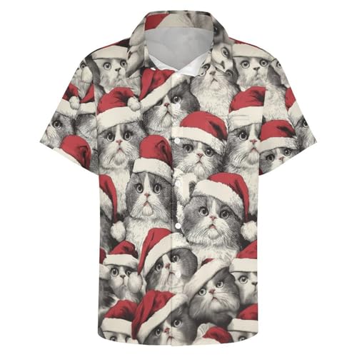 Mens Christmas Shirt Santa Claus Short Sleeve Button Down Hawaiian Shirts