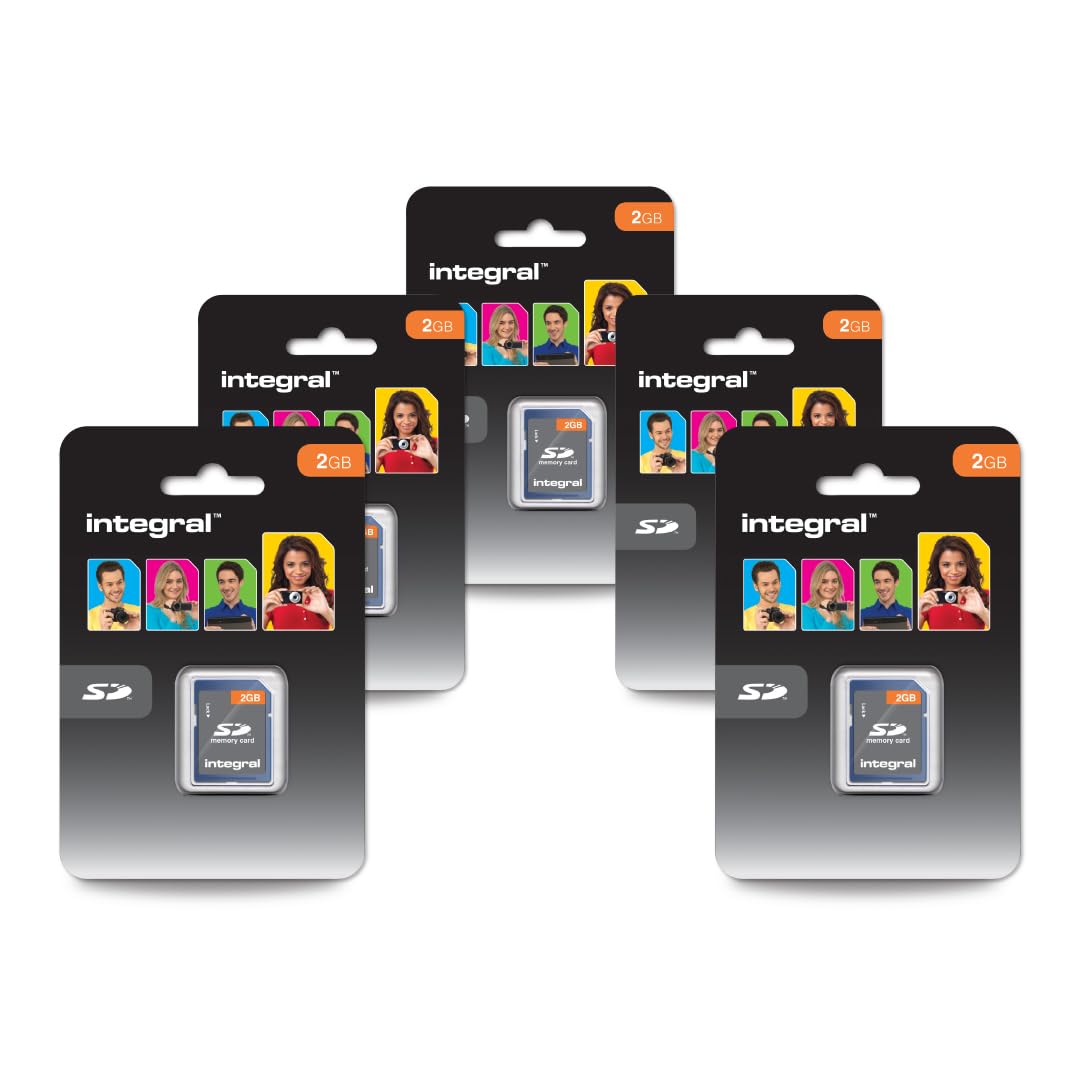 Integral 2GB SD (Secure Digital) Memory Card - 5 Pack | Legacy Device Compatible - Cameras, MP3 Players, Camcorders and more