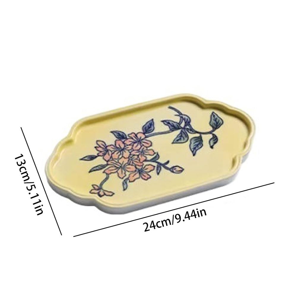 Bandejas Servir Comida Bandeja De Té Cerámica Amarilla For El Hogar, Almacenamiento, Decorativa For Entrada Sala Estar Mesa Cama