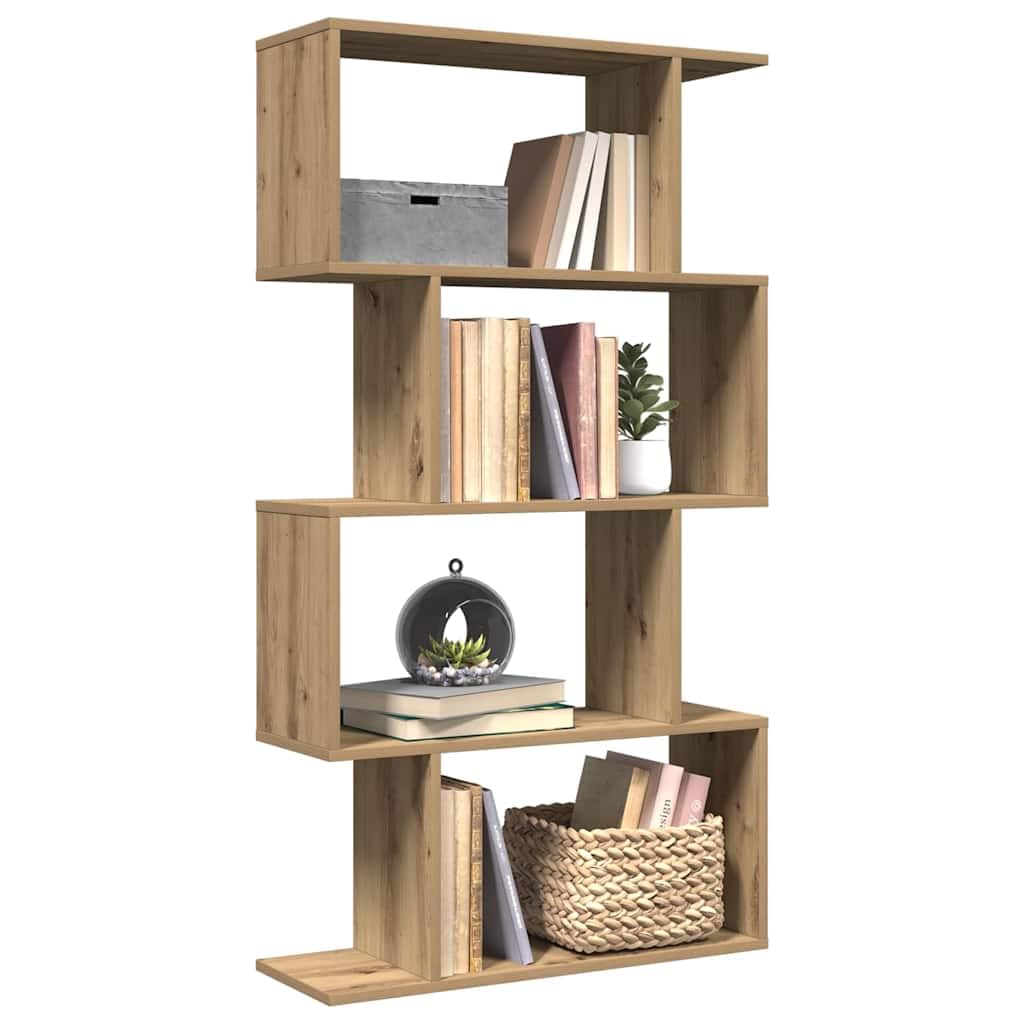Regał na książki Artisan dąb z 4 półkami, uniwersalny organizer z materiału drewnopochodnego 70 x 24 x 129 cm, do salonu, biura, sypialni