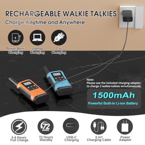 Derebir Rechargeable Walkie Talkies for Adults Long Range 2 Pack - image 4