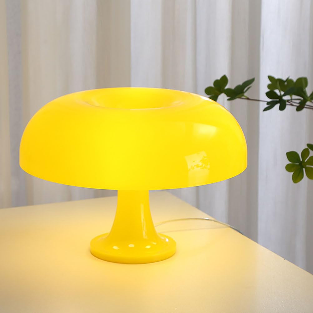 FTVOGUE Lampada da Tavolo a Fungo Lampada a Fungo a Tre Colori con Perline Luminose a Regolazione Continua Luce Notturna per Comodino da Scaffale ( Giallo