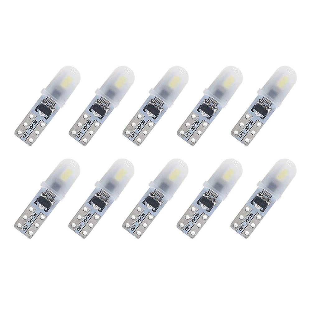 NAKOBO T5 74 73 2723 2721 W3W LEDバルブ 2SMD 3020チップ 自動車用メーター球 パネル球 インジケータ ダッシュボードライト 12V汎用 ホワイト(10個入り)