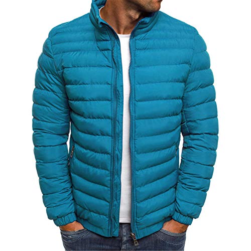 Soluo Men's Quilted Flight Bomber Jacket Midweight Winter Windbreaker Softshell Casual Outwear Coat (Light Blue,X-Large)