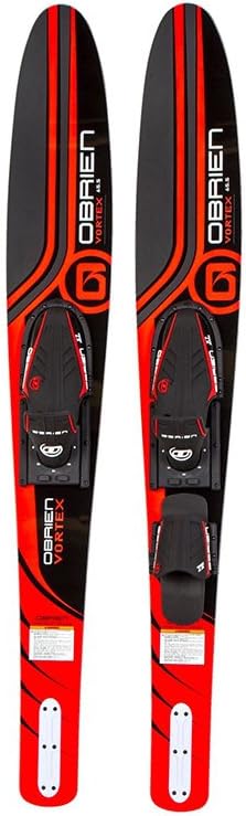 O'Brien Vortex Widebody Combo Water Skis 65.5" - Stable Deep Water Starts & Easy Carving Turns for Beginners