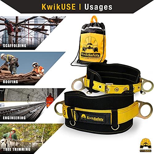 Kwiksafety (Charlotte, Nc) Beaver Tail Safety Belt (2 D-Rings) Adjustable 39” To 58” Cushioned Padded Lineman Ironworker Body Belt Hip Pad Work Positioning Ladder Restraint Heavy Duty Ppe Support #TOP5