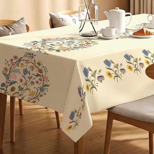 Image of Urban Space Sicilia Table Linen Collection - Premium Water & Stain Resistant Table Cover for 4 Seater, Anti Skid Table Cloth for Center Table (White Paisley - 4 Seater - 52 inch x 72 inch)
